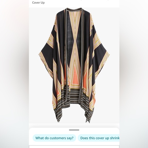 📦 Sweaty Rocks Orange & Black Geometric Kimono - Picture 3 of 12